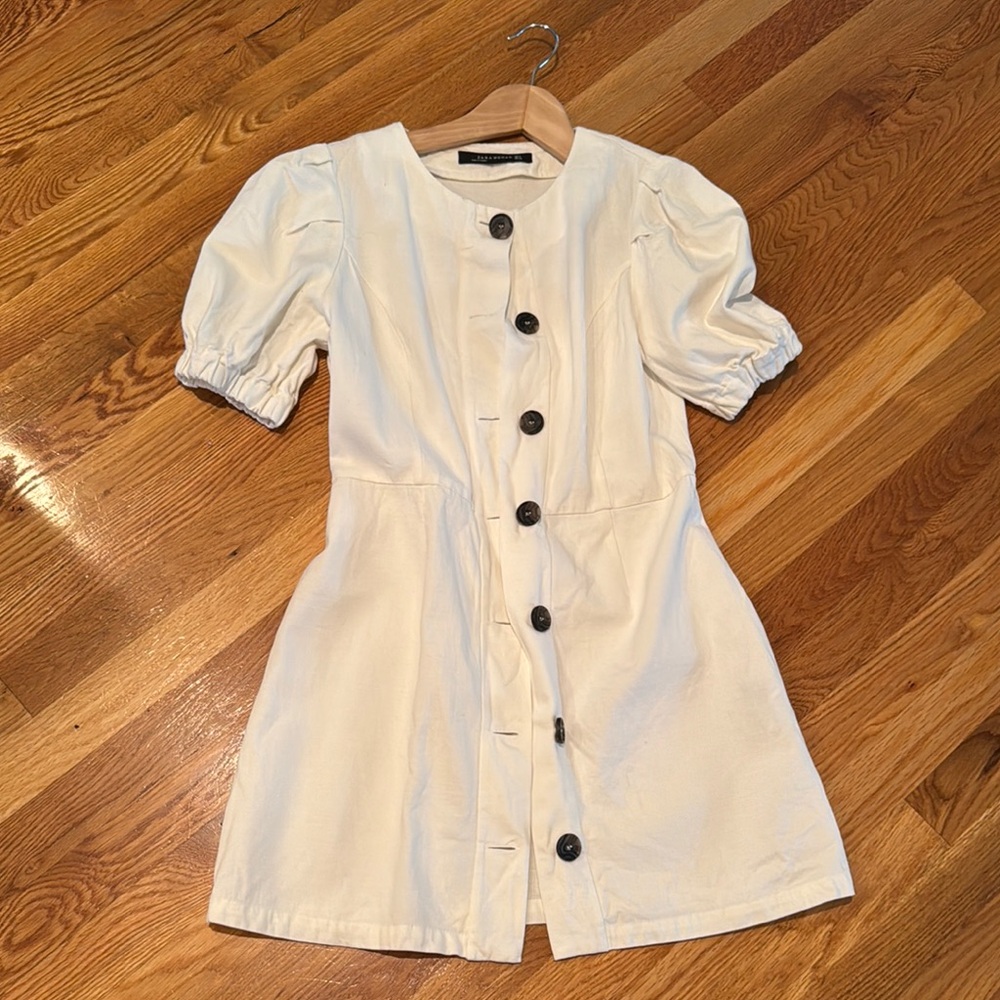 Zara White Puff Sleeve Sundress with Puff sleeves